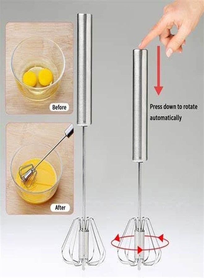 AMBA'R Kitchenware Ambar Stainless Steel Whisks, Hand Push Whisk Blender Semi-Automatic Whisk Mixer Egg Milk Beater Milk Frother Rotating Push Mixer for Blending, Whisking, Beating & Stirring (Egg Whisker) - Image 2